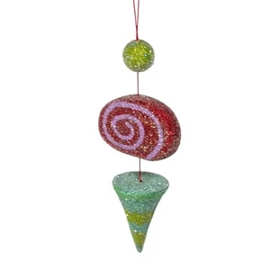 Glitter Candy Christmas Ornament Lollipop Cone Swirl Hanging Holiday Tree Decor - Picture 1 of 7