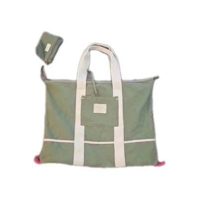 American Eagle Outfitters Triple  Tote Bag Large Olive/Cream Full Zip Canvas - Image 1 of 4