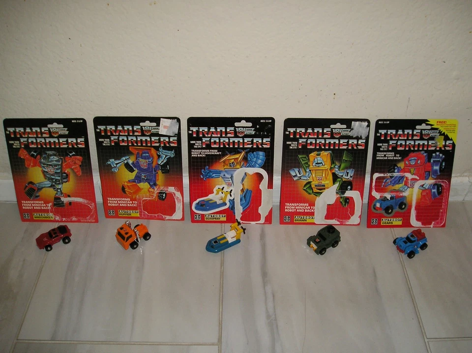ORIGINAL VINTAGE TRANSFORMERS G1 PRE RUB MINIBOTS HUFFER BRAWN WINDCHARGER CARD - Image 1 of 4