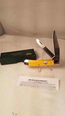 Cuchillo trampero de algodón Moore Maker USA 5202 hueso amarillo liso 2021 nuevo en caja Foto 1 de 4