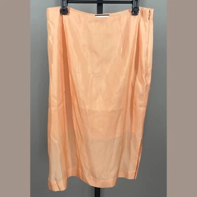 全新 J Crew Collection 裙子 女式 8 橙色真丝直筒 中长 学院风 彩色 — 第 1/4 张图片