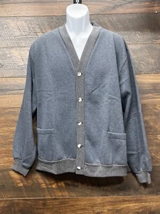 Vtg Sweatshirt Cardigan The Vermont Country Store Men XL Blue Long Sleeve - Picture 1 of 10