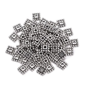 500x Tibetan Alloy Square Metal Beads Decorative Loose Spacer Antique Silver 7mm - Picture 1 of 5