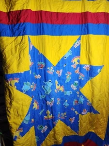 Sesame Street Twin Size Quilt Big Bird Elmo Cookie Monster Handmade 38x80" VTG - Picture 1 of 5