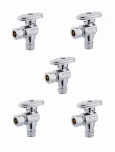 EFIELD 5 PCS 1/2" PEX-A X 3/8"OD BRASS 1/4 TURN ANGLE STOP VALVES-LEAD FREE - Picture 1 of 5