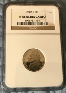 2002 S Proof Jefferson Nickel PR 66 UC -T - Picture 1 of 2
