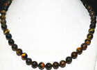 Natural 10Mm Blue Yellow Tiger Eye Round Beads Necklace 18/20/24/36/48" Aaa