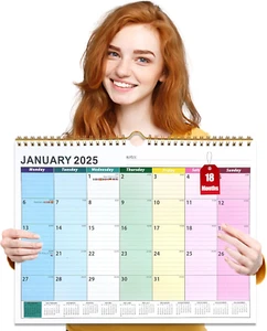 Wall Calendar 2025/26 UK, 2025 Calendar Family Planner A3, 18 Month 2025 - Picture 1 of 12