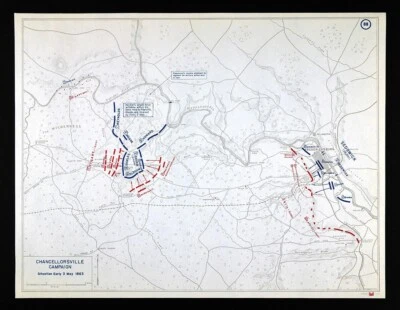 West Point Civil War Map Battle Chancellorsville Fredericksburg VA May 3 Early - Image 1 of 3