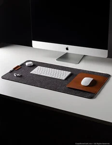 100 % Wolle Filz Schreibtischmatte Veg Gegerbt Leder Mousepad Stil Italienisches Leder - Bild 1 von 19