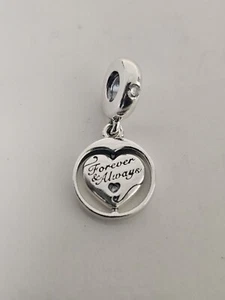 AUTHENTIC PANDORA SPINNING FOREVER & ALWAYS SOULMATE DANGLE CHARM #799266C01 - Picture 1 of 3