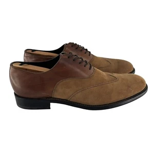 Charles Tyrwhitt Shoes Mens US 10.5 Brown Leather Suede Oxford Two Tone Wingtip - Picture 1 of 19