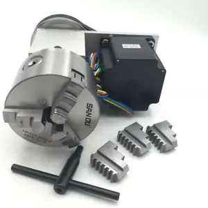 Rotary Axis 3Jaw 100mm Lathe Chuck Nema34 Stepper 4th A Axis for CNC Router - Picture 1 of 10