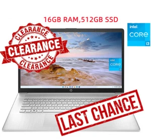 HP 2024 Newest Laptop, 17.3" Display, Intel Core i3 16GB RAM, 512GB SSD Win 11 - Picture 1 of 5