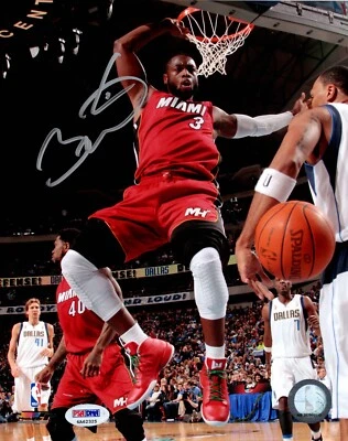 DWYANE WADE PSA/DNA SIGNED 8X10 PHOTOGRAPH  MIAMI HEAT AUTOGRAPH DUNK HOF NBA . - Image 1 of 2