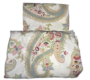 Pottery Barn Pink Paisley Duvet Set FULL QUEEN Sham Floral JACOBEAN - Picture 1 of 8