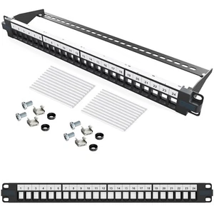 Patchfeld 19 Zoll Keystone Patchpanel 24 Keystone Buchsen Jack 1HE geschirmt - Picture 1 of 11