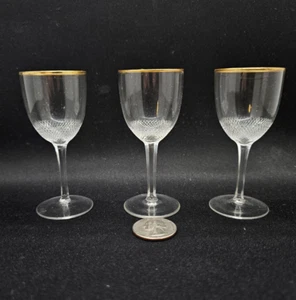 3 Very Rare Royal Moser 3.5" Czech Rep 24CT Gold Rim Cordial Liqueur wine Glass - Picture 1 of 8