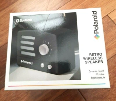 Polaroid PBT530 Wireless Bluetooth Portable Retro Speaker Black Silver NIB - Image 1 of 4
