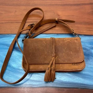 Love 41 Leather Crossbody Bag Clutch Distressed Purse Tobacco - Picture 1 of 7