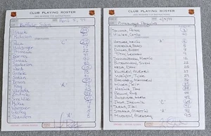 BUFFALO SABRES PITTSBURGH PENGUINS 1999 SIGNED LINEUP CARDS HASEK JAGR KOVALEV - Picture 1 of 1