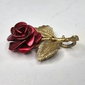 Figural Red Rose Gold Tone Vintage Pendant Charm *No Chain* - Picture 1 of 5