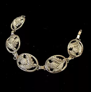 Vintage Argento Sterling - DANECRAFT Cardo Scozzese Aperto Lavoro 7" Bracciale Pa19 - Foto 1 di 8