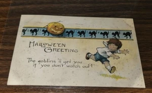HALLOWEEN Greetings Postcard Black Cats, Boy Series No 298 1926 Wooster Ohio - Picture 1 of 7