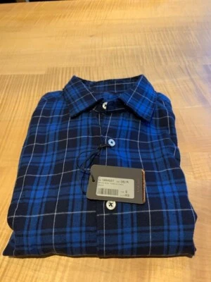 Altea blue plaid flannel shirt 100% Cotton  XS made in Italy - Image 1 of 4