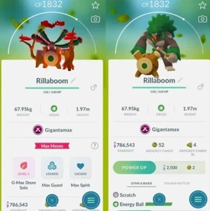 Pokémon Go /NON SHINY Rillaboom Gigantamax | Mini P T C has 20K Dust - Picture 1 of 1