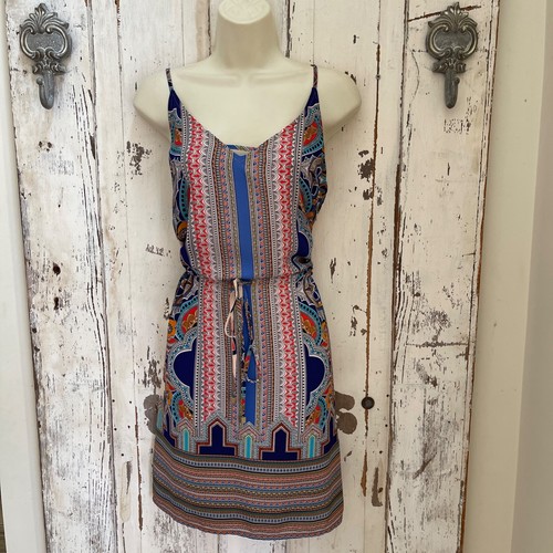 VETEMENTS Abito prendisole donna Lucy & Laurel taglia 6 blu arancione rosso verde bianco paisley