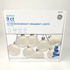 GE Microbright Ornament Bulb Lights G100 Stay Bright 9 Ct Holiday Wedding Party - Picture 1 of 9