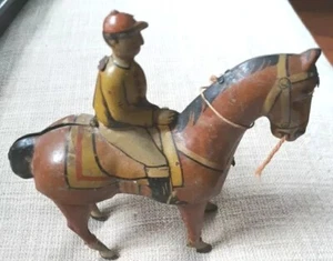 Kein & Co. German wind up toy horse jockey walking 1930s - Picture 1 of 9