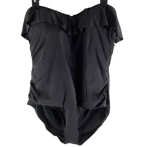 Bleu Rod Beattie Damen One Piece Gr. 20 schwarz Badeanzug mit Rüsche trägerlos Neu - Bild 1 von 9