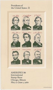 US 2217 Ameripex'86 Presidents 22c sheet 9 MNH 1986 - Picture 1 of 1