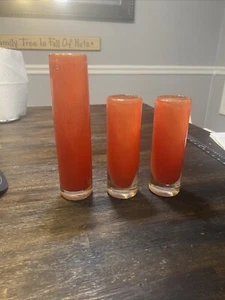 Set Of 3 Dean Flowers Glass Vase/candle Holders Contemporary - Picture 1 of 7