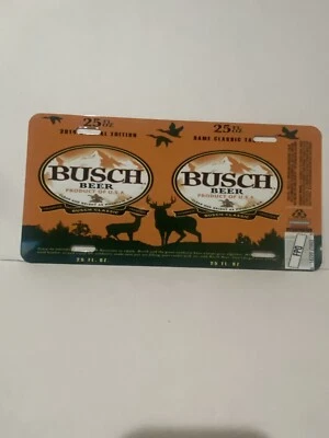 Busch Beer License plate Deer Duck Logo Anheuser Busch Budweiser Man cave tiki - Image 1 of 4