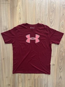 Under Armour Shirt Mens Size L  Loose Heat Gear Red Graphic Short Sleeve - Picture 1 of 9
