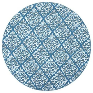 Grafix Damask Blue 8' x Round Area Rug, Easy Cleaning, Non Shedding, Bed - Picture 1 of 7