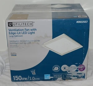 Utilitech 0922557 Ventilation Fan Edge Lit LED Light Large Bathroom - Picture 1 of 5