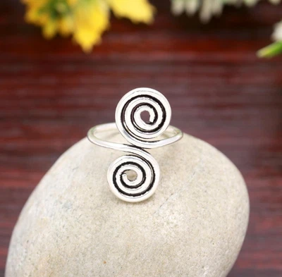 925 Sterling Silver Spiral Ring - Handmade Minimalist Jewelry - Swirl  All Size - Image 1 of 4