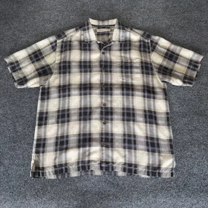 Tommy Bahama Silk Shirt Plaid Button Up Mens Large Short Sleeve Casual Resort - Picture 1 of 8