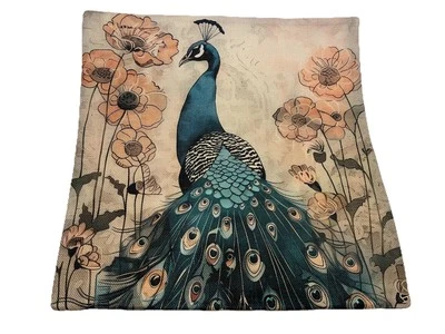 William Morris Abstract Floral Bird Peacock Design Throw Pillow Cover Home Decor - Image 1 of 4