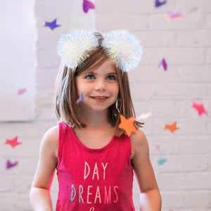 2 PCS Children's Headband Pompom Hair Glittery Hoop Girls Accessories - Picture 1 of 12