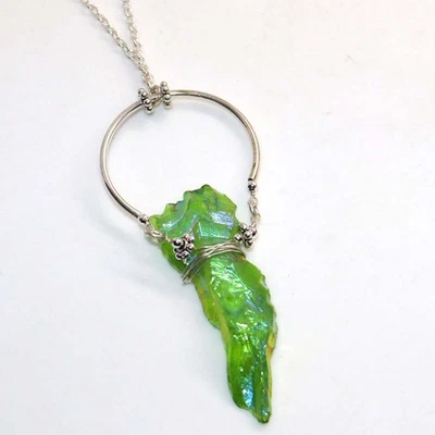 Exclusivo Collar de Piedras Preciosas de Cuarzo Aura Titanio Verde 19" GW Foto 1 de 3