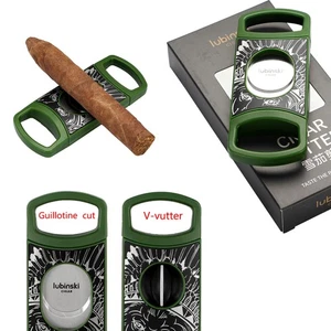 Cortador de cigarros Lubinski 2 en 1 guillotina tijera y soporte cortador en forma de V verde - Imagen 1 de 9