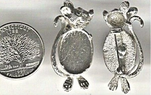 6 VINTAGE SILVER PLATED MOUSE PINBACK 18x13mm. OVAL SETTINGS B690 - Picture 1 of 1