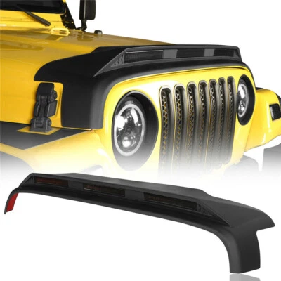 Protector de capó protector de piedra con luces LED ámbar apto para Jeep Wrangler TJ 1997-2006 Foto 1 de 4