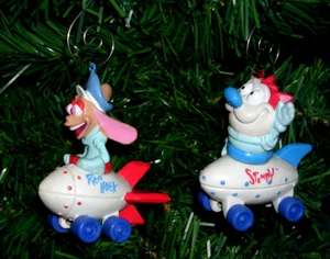 REN & STIMPY HARDEES ROCKET RIDERS CUSTOM CHRISTMAS ORNAMENT SET! ULTRA RARE! - Picture 1 of 9