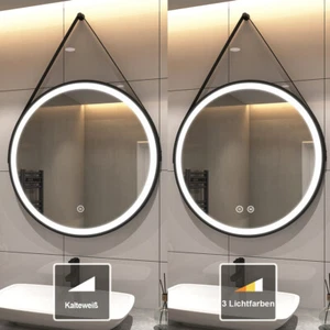 Badspiegel mit LED Beleuchtung Touch 3 Lichtfarbe Dimmbar Rund Badezimmerspiegel - Bild 1 von 15